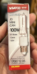 S3107 JD MINI CAN E11 BASE 100W 120V Clear BULB SATCO - Picture 1 of 8