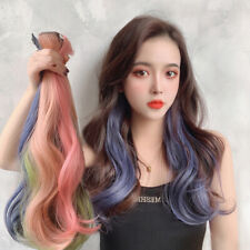 Hair Extensions Synthetic Human Hair MultiColor Clip In Hair Extensions Rainbow,