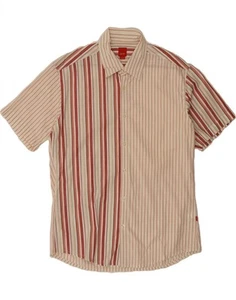 ESPRIT Mens Short Sleeve Shirt XL Beige Pinstripe Cotton BL03 - Picture 1 of 3