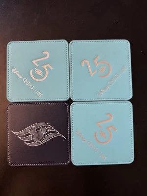 Disney Cruise Line 25 Aniversario Juego de 4 Posavasos (3 Jubileo, 1 Azul Marino) Foto 1 de 4