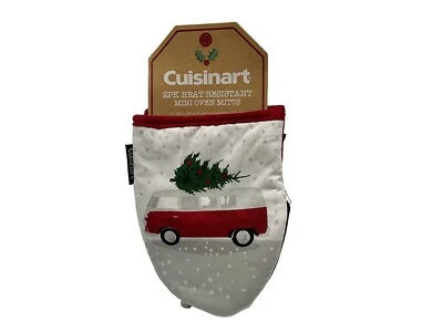 Paquete de 2 guantes mini horno de silicona CUISINART - diseño vintage de furgoneta Navidad - NUEVO Foto 1 de 4