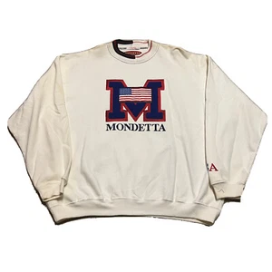 Vintage Mondetta Sweatshirt Mens XL NOS 90s Urban Wear Flag Logo Crewneck - Picture 1 of 11