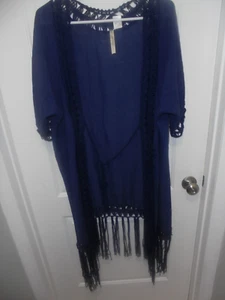 Forgotten Grace Womens NWOT Solid Blue Short Sleeves Open Front Cardigan 2X - Picture 1 of 4
