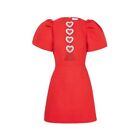 Red Hollow Love Dress Mini Red Out Puff Short Sleeve Dress  Girl