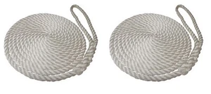 2 x 8 MTS OF 12MM WHITE SOFTLINE MOORING ROPES / WARPS / LINES BOATS - Picture 1 of 1