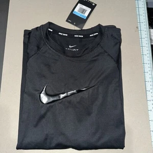 Nike schwarz Swoosh Langarm Dry Fit - Schwimmen UPF 40 Medium Damen neu mit Etikett - Bild 1 von 3