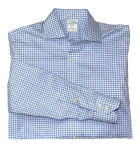 Brooks Brothers Supima Cotton Dress Shirt Blue White MILANO Men's Size 15 X 33 - Picture 1 of 2
