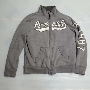 Aeropostale Jacket Men Large Gray Long Sleeve Full Zip Fleece Lined Spell Out - Picture 1 of 10