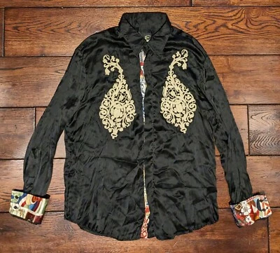 Just Cavalli Men's Size 56 Silk Embroidered L/S Shirt Made In Italy - Image 1 of 4