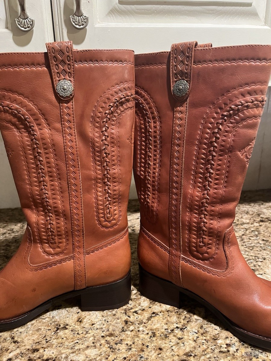 TUQIDEWU Women's Western Ankle Boots - Retro Studded Leather Round Toe Booties With Low Heel