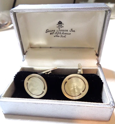 Подписанные запонки унисекс GEORG JENSEN, штамп 925 пробы, Дания, 15,1 грамма - Изображение 1 из 4
