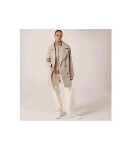 JDY For QVC Hannah Zip Neck Detail Long Coat Oatmeal Medium Chest 42" NEW. - Picture 1 of 7