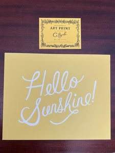 RIFLE PAPER CO. Art Print "HELLO SUNSHINE!" Lettered Yellow, 10" x 8" - Picture 1 of 4