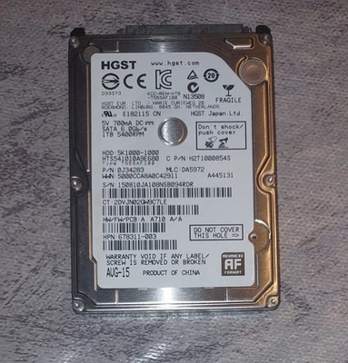 Disque dur HDD 2,5" 1 To (1000 Go) HGST SATA II / SATA III testé et fonctionnel - Photo 1/3