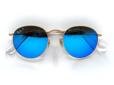 Gafas de sol Ray-Ban polarizadas RB3447 azul lente reflectante marco dorado AUTÉNTICAS Foto 1 de 4