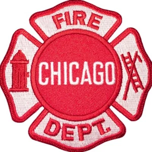 Patch Embroidered Iron-On Standard Red CHICAGO FIRE DEPARTMENT MALTESE PATCHES - Picture 1 of 6