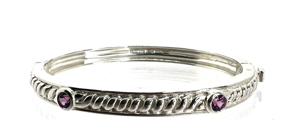 Pulseira articulada oval de prata esterlina Judith Ripka com roxo CZ 6,5 polegadas - Imagem 1 de 4