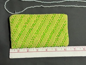 Vintage 1960s 1970s LIME GREEN Beaded bead Handbag Clutch Purse MOD GoGo GROOVY - Picture 1 of 9