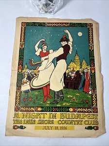 Tarjeta del programa de juego húngaro A NIGHT IN BUDAPEST 1936 - Lake Shore Country Club - Imagen 1 de 24