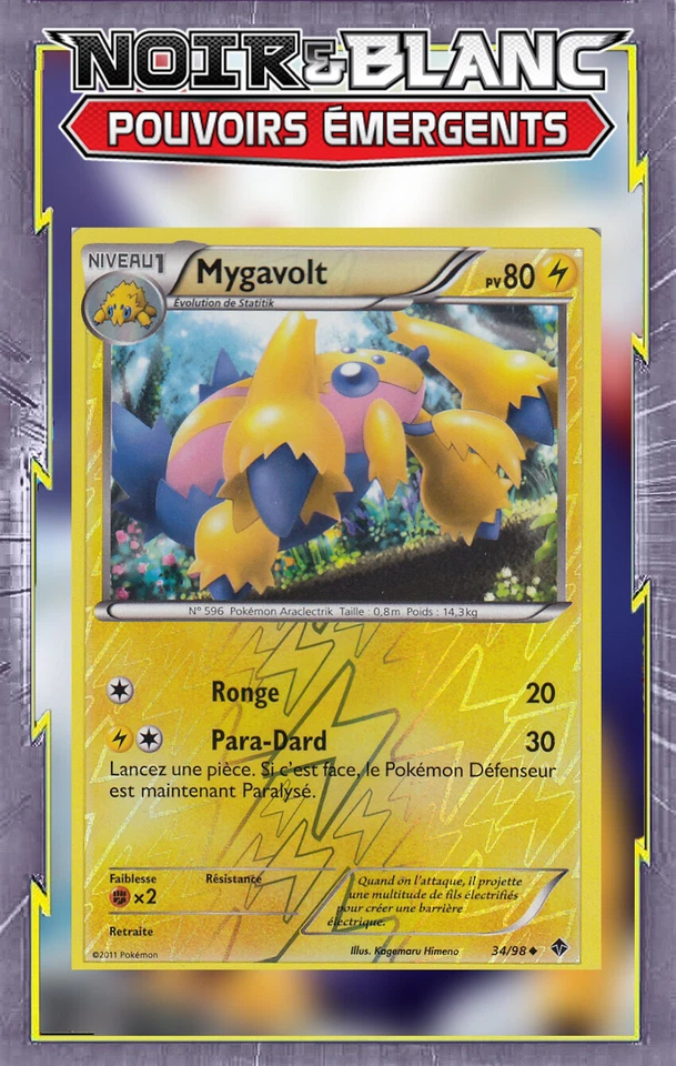 Mygavolt Reverse - NB02:Pouvoirs Émergents - 34/98 - Carte Pokémon Française - Photo 1/1