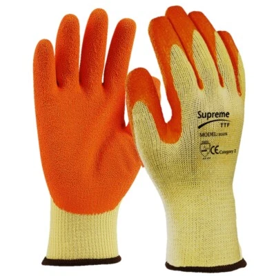 SUPREMETTF 120 Pairs Latex Coated Safety Work Gloves Builders Gardening super Comfort grip