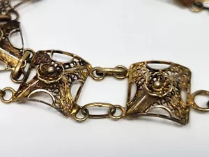 Antikes europäisches 835 Silber aufwendiges filigranes Gliederarmband 7,75 cm verziert - Bild 1 von 21