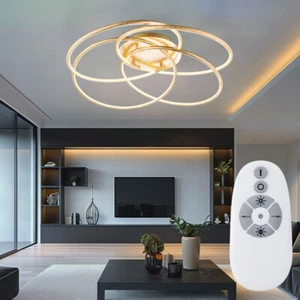 Lampada Da Soffitto LED Dimmer Con Telecomando Oro Lampada Da Camera D 85Cm - Foto 1 di 10