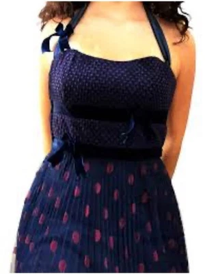 Vestido Coqueta Vintage Betsey Johnson New York Terciopelo Lunares Malla Encaje 4 Foto 1 de 4