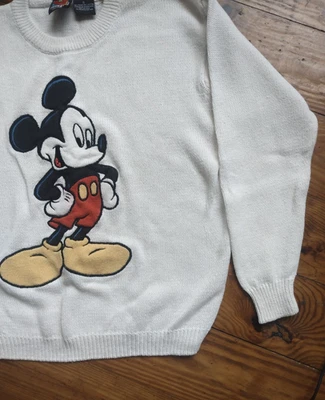 Suéter de Colección Disney Mickey Mouse Bordado Cuello Redondo Blanco Jerry Leigh Pequeño Foto 1 de 4