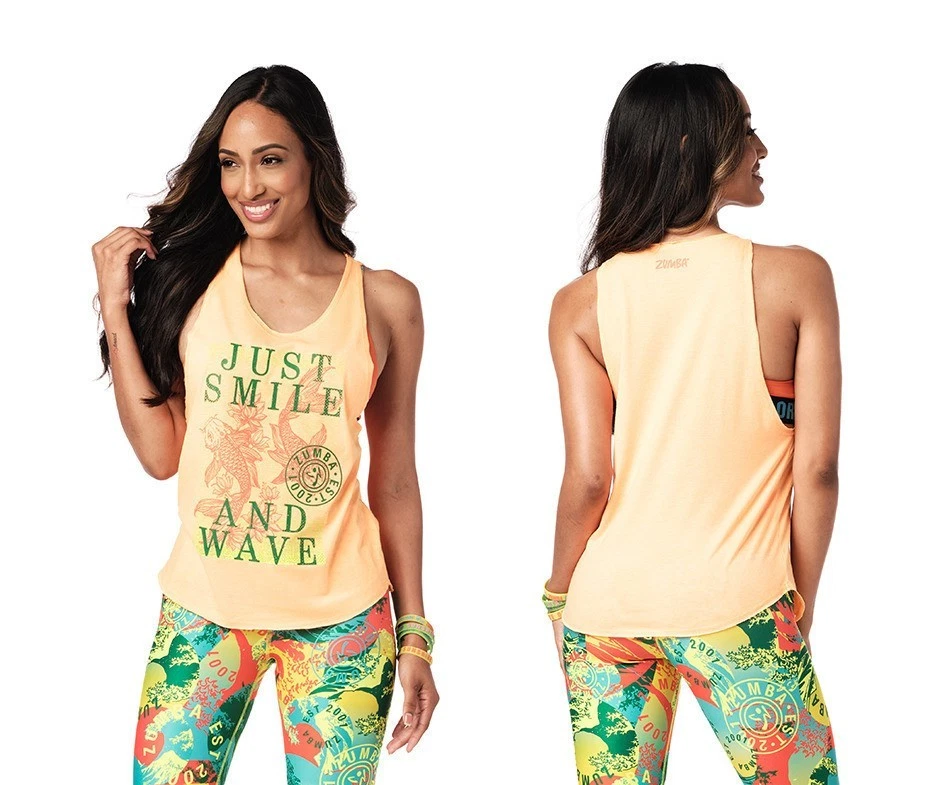 Zumba Wave Tank - Oh 橙色 ~ XS S ~ 全新! 免费送货! — 第 1/1 张图片