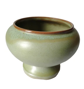 Vintage FRANKOMA Pottery Prairie Green Footed Planter Pedestal Vase #22 - Picture 1 of 9