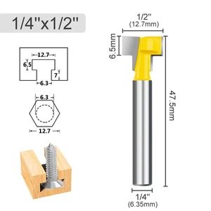 Keyhole Router Bits 1/4" Shank Carbide T-Slot Router Bit 1/2 Inch Blade Diameter - Picture 1 of 4