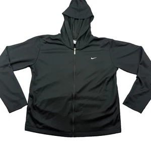 Nike Dri-Fit Hoodie Boys Large Black Classic Swoosh Logo Long Sleeve Full Zip - Picture 1 of 8