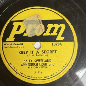 10" 78 RPM-Sally Sweetland-Keep It a Secret/Artie Malvin-I/Prom 1028 - Imagen 1 de 4
