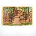 Linen Postcard Elmira New York Beecher Monument Park Church Vintage 1940S Unpost