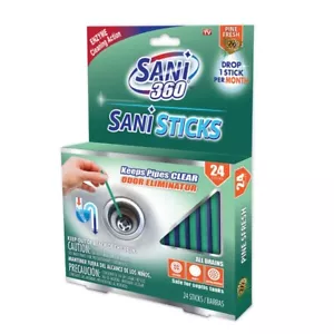 Sani Sticks 360 Enzyme Drain Cleaner & Deodorizer-24 Pack PINE FRESH - Picture 1 of 5