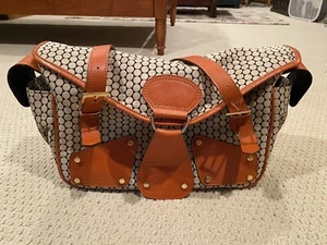 Mia Bossi Maria Leather Detail Polka Dot Travel Tote Baby Diaper Bag EUC - Picture 1 of 10