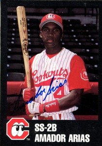 1995 Chattanooga Lookouts AMADOR ARIAS Signed Card autograph AUTO REDS VENEZUELA