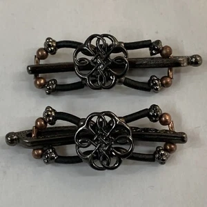 Lilla Rose Hair Clip, Gun Metal Grey w/ Celtic Knot, XS Size pair - Picture 1 of 4