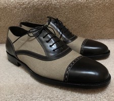 Bragano Cole Haan Men’s 8.5 D Canvas & Leather Cap Toe Oxford Shoes Italy