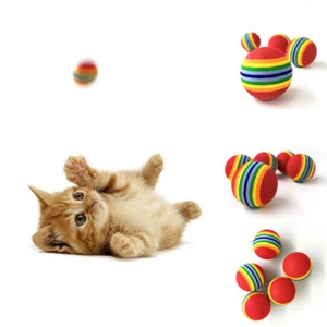 Funny Pet Dog Puppy Cat Rainbow Striped Chewing Interactive Ball Teething Toy - Picture 1 of 7