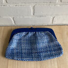 Made in Italy Fashion Imports Vintage Blue Straw Acrylic Clutch Purse Handbag