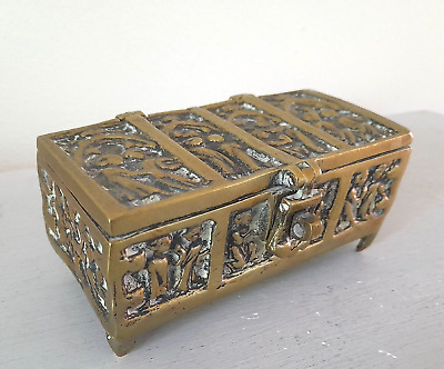 19th Century Heavy Polished Bronze/Brass Gothic Revival Casket.. Reliquary Box • 39£