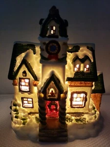 VINTAGE 90S ST.NICHOLAS SQUARE "CLOCK SHOP" PORCELAIN LIGHTED BUILDING - Picture 1 of 12