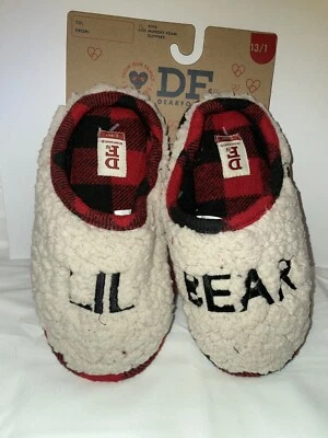 Dearfoams DF Lil Bear 记忆泡沫拖鞋 Creme Brûlée' 全新带标签男孩女孩 13 1 — 第 1/3 张图片