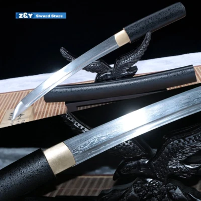 Mini faca afiada aço dobrado Tanto Damasco Katana Japão samurai espada curta - Imagem 1 de 4