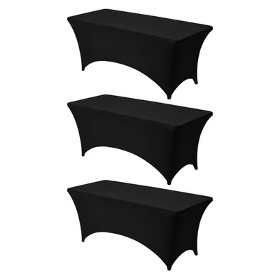 Paquete de 3 manteles elásticos ajustados de spandex VEVOR para mesa de 6 pies negros Foto 1 de 4