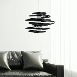 Black Easy Fit Ceiling Light Shade Pendant Shade Modern Metal Swirl Design - Picture 1 of 7