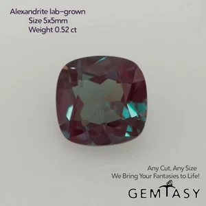 Cut stone - Alexandrite Czochralski (Pulled) lab grown, facet Cushion 5x5mm 0.52 - Picture 1 of 3