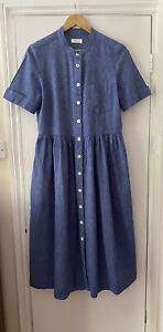 Toast Edith Dress - Blue Chambray - Cotton & Linen Size 10